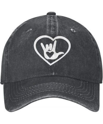 I Love You Sign Language Cowboy Hat Adjustable Washable Cowboy Baseball Hat Unisex Black Black $12.21 Cowboy Hats