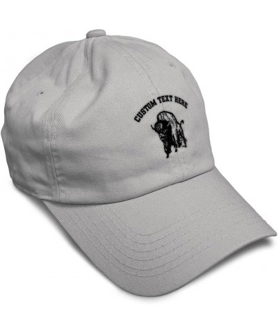 Soft Baseball Cap Buffalo A Embroidery Wild Animals Buffalo Twill Cotton Dad Hats for Men & Women Light Grey Personalized Tex...