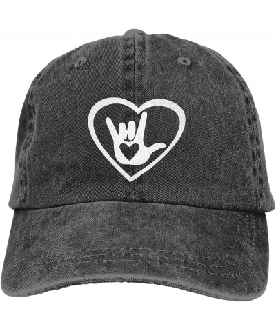 I Love You Sign Language Cowboy Hat Adjustable Washable Cowboy Baseball Hat Unisex Black Black $12.21 Cowboy Hats