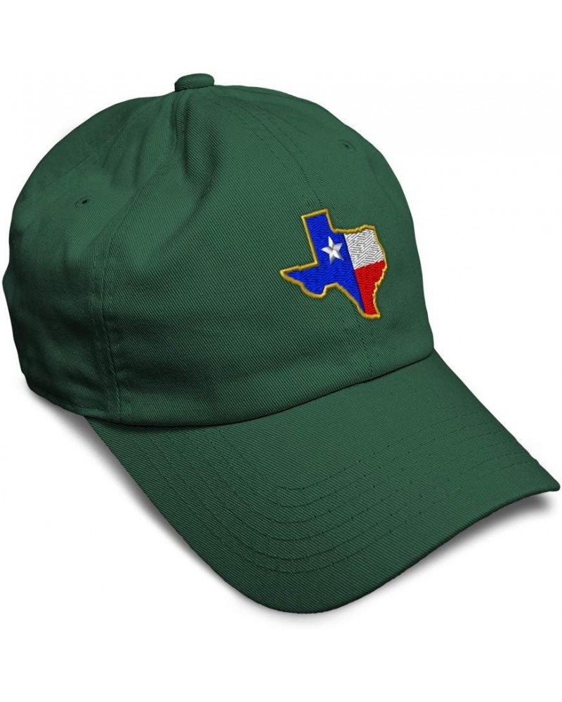 Soft Baseball Cap Texas State Flag Map A Embroidery Flags State Cotton Country Dad Hats for Men & Women Forest Green Design O...