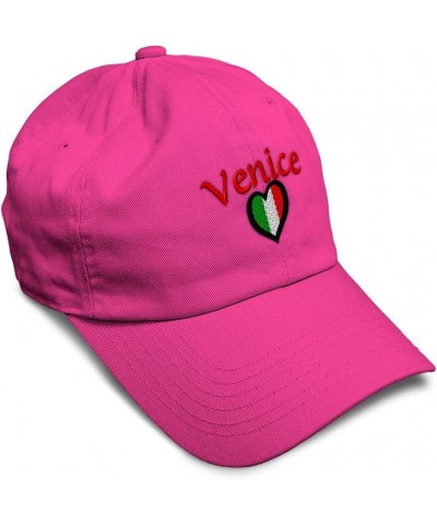 Soft Baseball Cap Italy Heart Flag Italia Venice Embroidery Flags City Twill Cotton Dad Hats for Men & Women Hot Pink Design ...