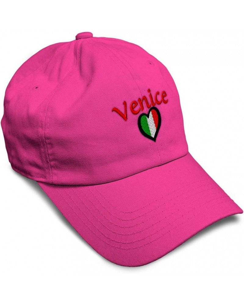 Soft Baseball Cap Italy Heart Flag Italia Venice Embroidery Flags City Twill Cotton Dad Hats for Men & Women Hot Pink Design ...