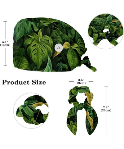 Scrub Cap Nurse Doctor Surgical Hat Tropical Plants Medical Hat with Buttons Bowknot Hair Bow Tie Color 2 $8.84 Skullies & Be...