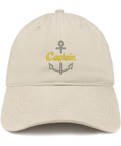 Captain Embroidered Unstructured Cotton Dad Hat Stone $10.00 Baseball Caps