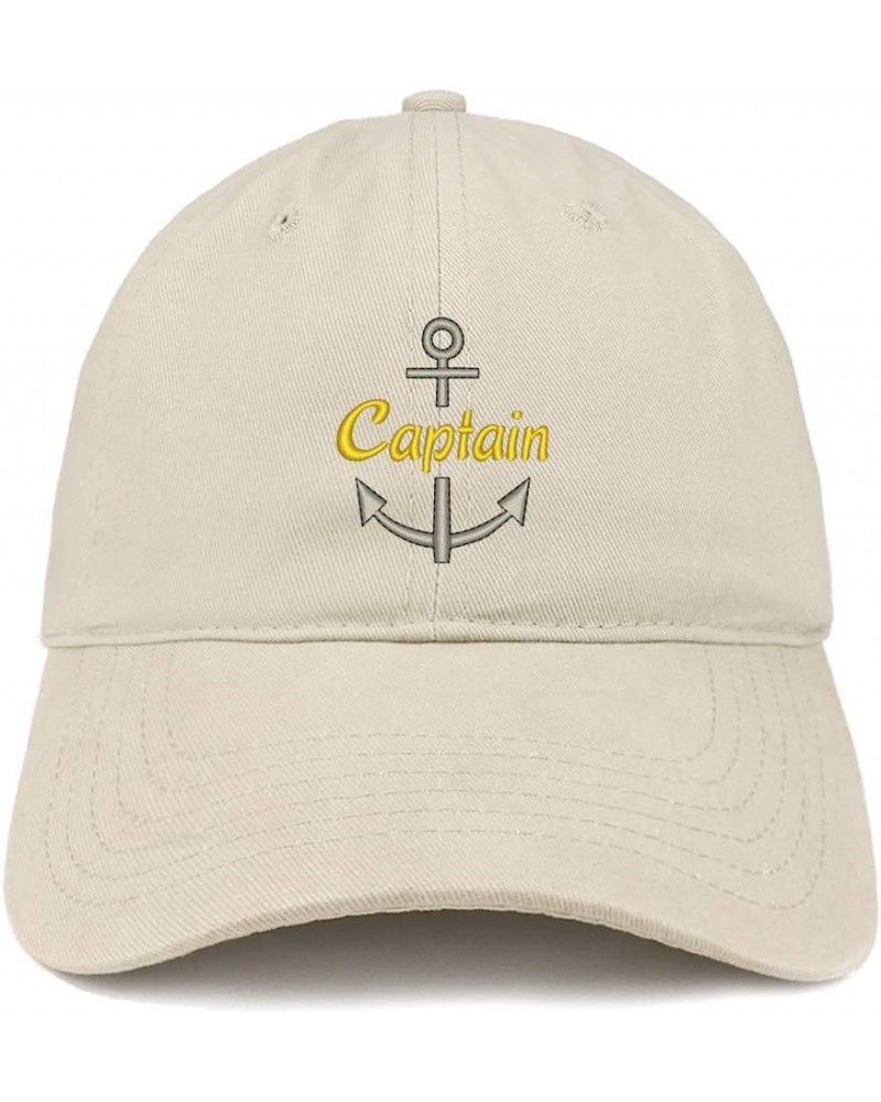 Captain Embroidered Unstructured Cotton Dad Hat Stone $10.00 Baseball Caps