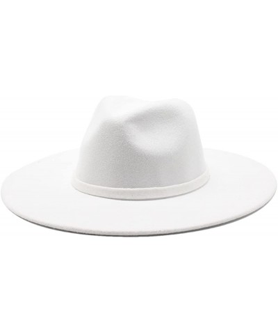 Ladies Wide Brim Wool Felt Jazz Fedora Thermal Hat White(5) $15.19 Fedoras