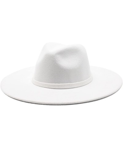 Ladies Wide Brim Wool Felt Jazz Fedora Thermal Hat White(5) $15.19 Fedoras