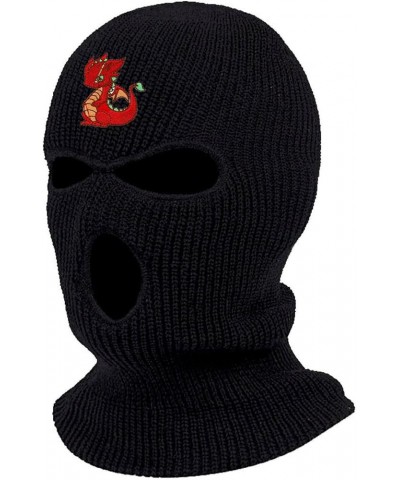 Baby Dragon Ski Mask Embroidered Cute Three Hole Mask Graphic Balaclava Black $12.47 Balaclavas