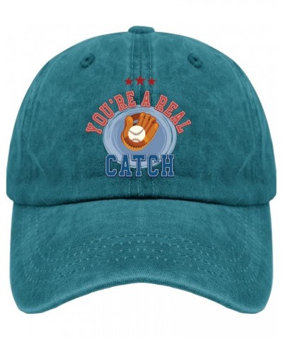 You're A Real Catch Hats Mom Hat Pigment Black Dad Hats for Men Gifts for Grandma Golf Caps Cyan Blue $10.79 Sun Hats