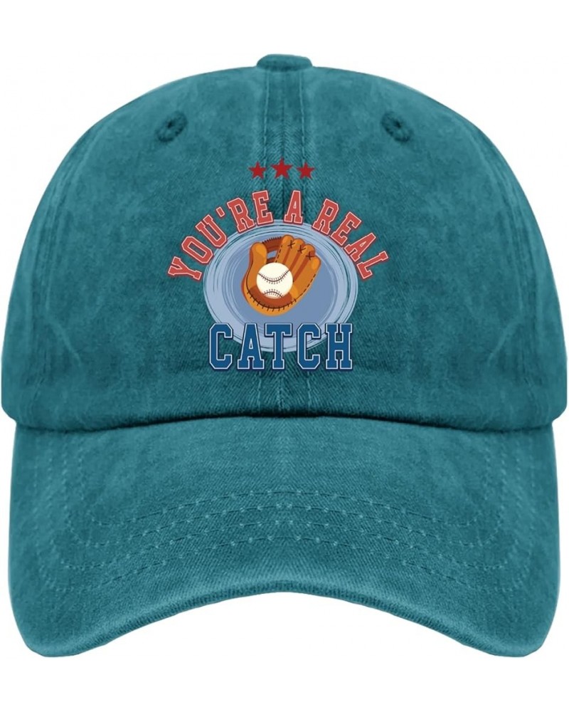 You're A Real Catch Hats Mom Hat Pigment Black Dad Hats for Men Gifts for Grandma Golf Caps Cyan Blue $10.79 Sun Hats