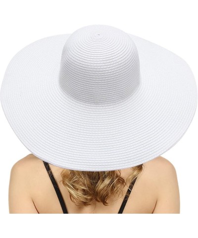 Women's SummerLeisure Outing Sun Sun Shading Vacation Beach Straw Hat Sun Hat Visor for Women A3-white $14.32 Sun Hats