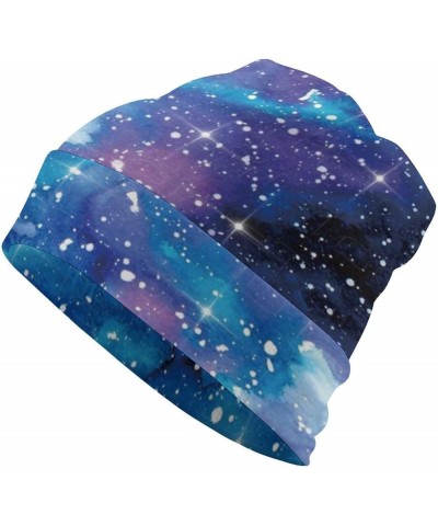 Beanie Hat for Women Men Slouchy Beanies Cap Stretch Skull Cap Baggy Cuffed Beanies Warm Winter Casual Hat Galaxy Watercolor ...