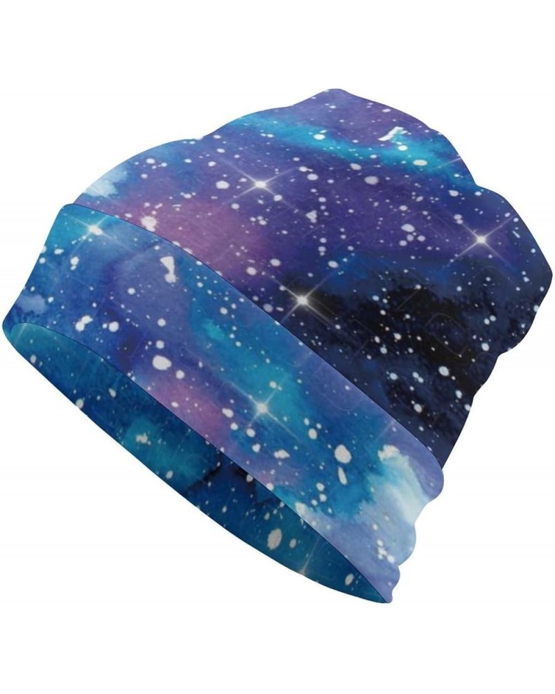 Beanie Hat for Women Men Slouchy Beanies Cap Stretch Skull Cap Baggy Cuffed Beanies Warm Winter Casual Hat Galaxy Watercolor ...