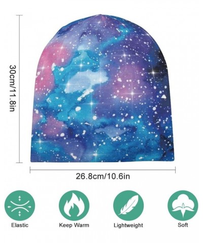 Beanie Hat for Women Men Slouchy Beanies Cap Stretch Skull Cap Baggy Cuffed Beanies Warm Winter Casual Hat Galaxy Watercolor ...