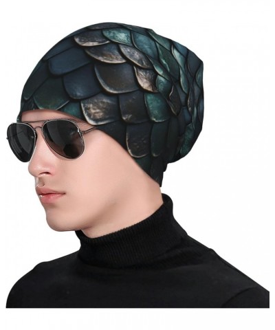 Dragon Colored Scales Soft Knitted Hat for Men and Women - Double-Layer Design, Warm Slouchy Knit Hat Headwear Black3 $8.82 S...