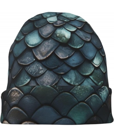 Dragon Colored Scales Soft Knitted Hat for Men and Women - Double-Layer Design, Warm Slouchy Knit Hat Headwear Black3 $8.82 S...