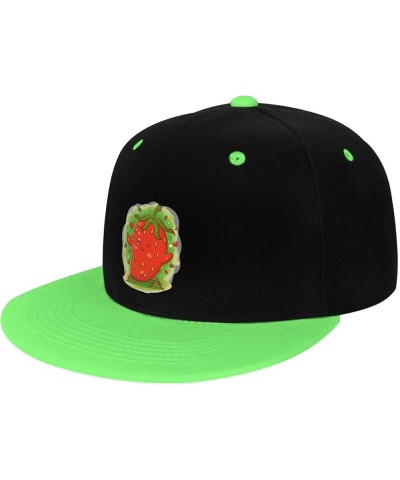 Funny Strawberry Snapback Hat for Men Women Baseball Cap Trucker Flat Bill Hats Dad Caps Green $10.67 Baseball Caps