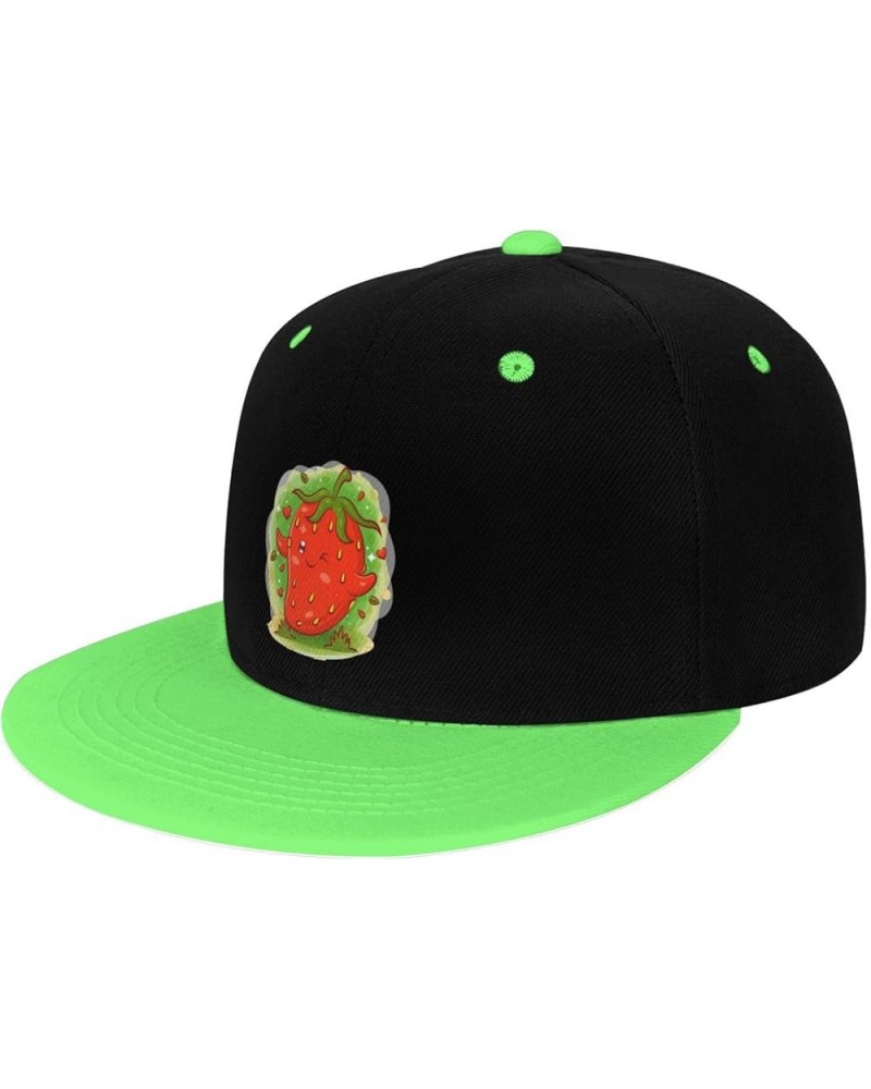 Funny Strawberry Snapback Hat for Men Women Baseball Cap Trucker Flat Bill Hats Dad Caps Green $10.67 Baseball Caps