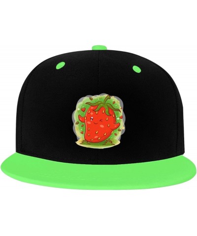 Funny Strawberry Snapback Hat for Men Women Baseball Cap Trucker Flat Bill Hats Dad Caps Green $10.67 Baseball Caps