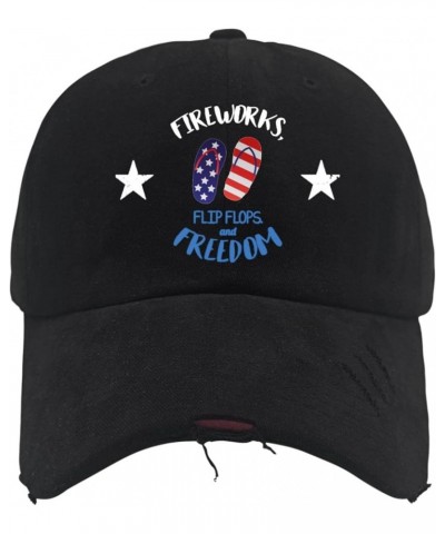 4th of July Hats for Men Baseball Cap Baseball Hat for Men Flip Flops Fireworks and Freedom Hats for Women Allblack $12.43 Ba...