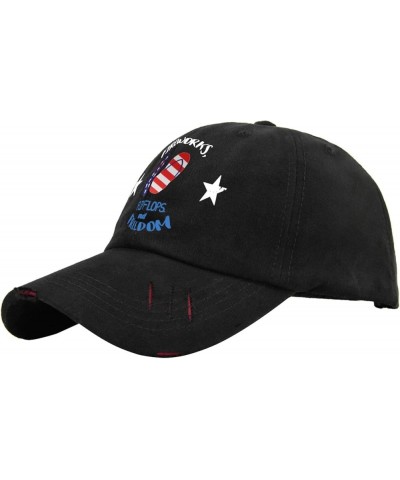 4th of July Hats for Men Baseball Cap Baseball Hat for Men Flip Flops Fireworks and Freedom Hats for Women Allblack $12.43 Ba...