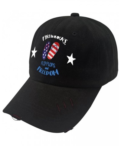 4th of July Hats for Men Baseball Cap Baseball Hat for Men Flip Flops Fireworks and Freedom Hats for Women Allblack $12.43 Ba...