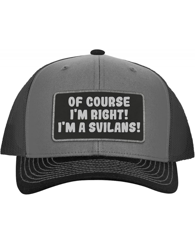 of Course I'm Right! I'm A Svilans! - Leather Black Patch Engraved Trucker Hat Grey/steel $14.58 Baseball Caps