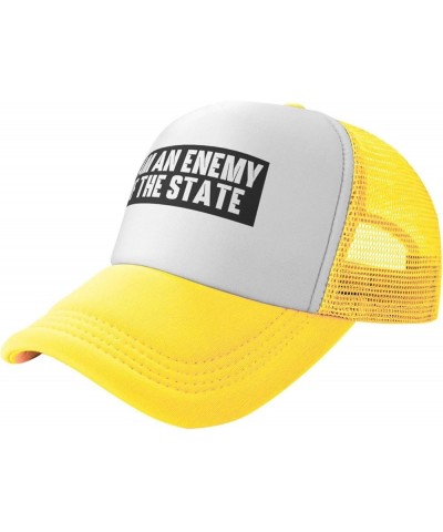 Women's and Men's Baseball Hat Adjustable I Am an Enemy of The State Mesh Trucker Cap Original Dad Hat Yellow $11.99 Baseball...