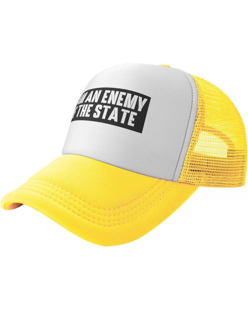 Women's and Men's Baseball Hat Adjustable I Am an Enemy of The State Mesh Trucker Cap Original Dad Hat Yellow $11.99 Baseball...