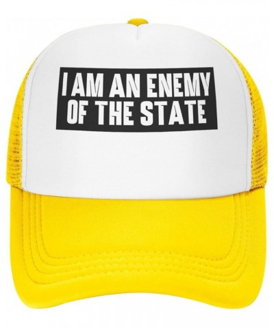 Women's and Men's Baseball Hat Adjustable I Am an Enemy of The State Mesh Trucker Cap Original Dad Hat Yellow $11.99 Baseball...