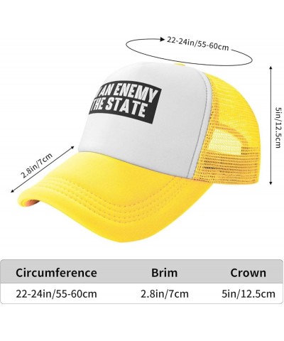 Women's and Men's Baseball Hat Adjustable I Am an Enemy of The State Mesh Trucker Cap Original Dad Hat Yellow $11.99 Baseball...