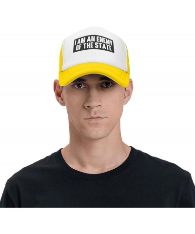 Women's and Men's Baseball Hat Adjustable I Am an Enemy of The State Mesh Trucker Cap Original Dad Hat Yellow $11.99 Baseball...