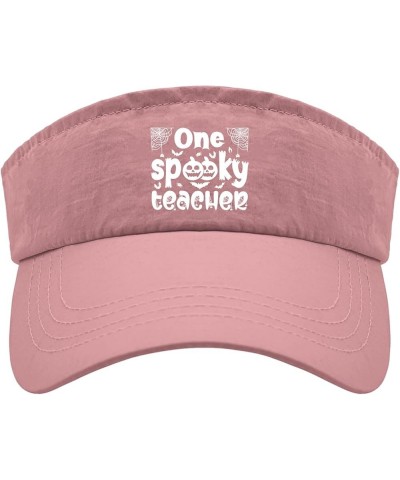 One Spooky Teacher Hat Sun Visor Hat for Women Golf Hats Retro Visors Pink $9.20 Visors