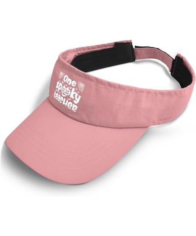 One Spooky Teacher Hat Sun Visor Hat for Women Golf Hats Retro Visors Pink $9.20 Visors