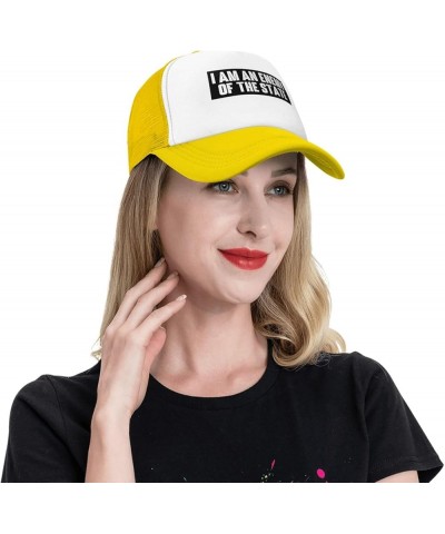 Women's and Men's Baseball Hat Adjustable I Am an Enemy of The State Mesh Trucker Cap Original Dad Hat Yellow $11.99 Baseball...