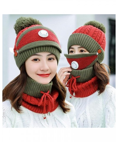 Unisex Winter Outdoor Wind Proof 3pcs Knit Hat Skull Cap Neck Warmer Scarf and Face Cover for Women and Men (Black-C, One Siz...