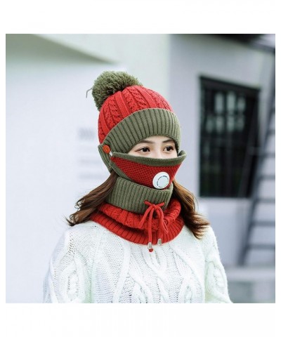 Unisex Winter Outdoor Wind Proof 3pcs Knit Hat Skull Cap Neck Warmer Scarf and Face Cover for Women and Men (Black-C, One Siz...