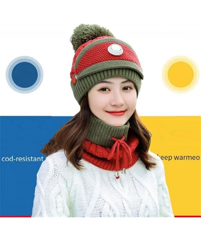 Unisex Winter Outdoor Wind Proof 3pcs Knit Hat Skull Cap Neck Warmer Scarf and Face Cover for Women and Men (Black-C, One Siz...