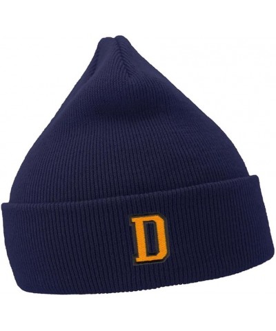 Mens Beanie Hats Sport Letter D Embroidered Casual Knit Hats for Women Winter Navy $10.42 Skullies & Beanies