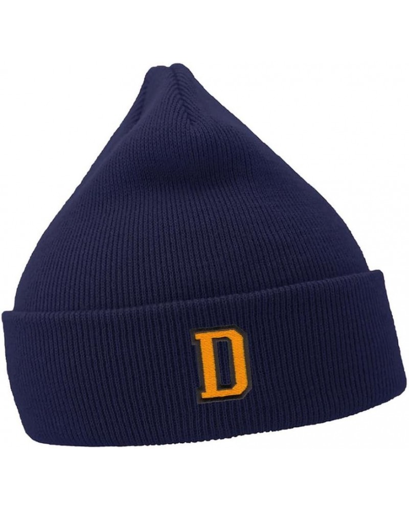 Mens Beanie Hats Sport Letter D Embroidered Casual Knit Hats for Women Winter Navy $10.42 Skullies & Beanies