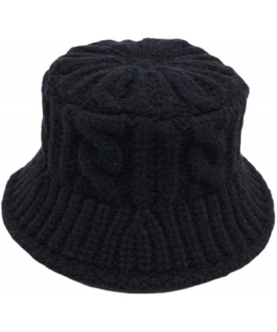 Hat Women's Autumn and Winter Retro Knitted hat Twisted Wool Bucket hat to Keep Warm Japanese Wool hat Bucket hat junma Mibai...