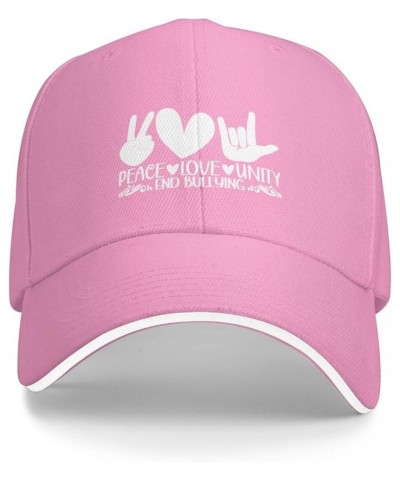 Peace Love Unity Anti Bullying Orange Baseball Cap for Men Women Trucker Hat Adjustable Sports Hats Stylish Caps Pink $12.40 ...