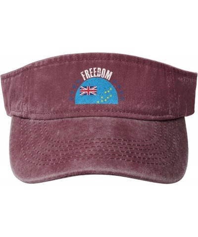 The Tuvalu Flag and Freedom Sun Hat Sun Visor Hats for Women Men Baseball Cap Golf Hats Red $13.97 Sun Hats