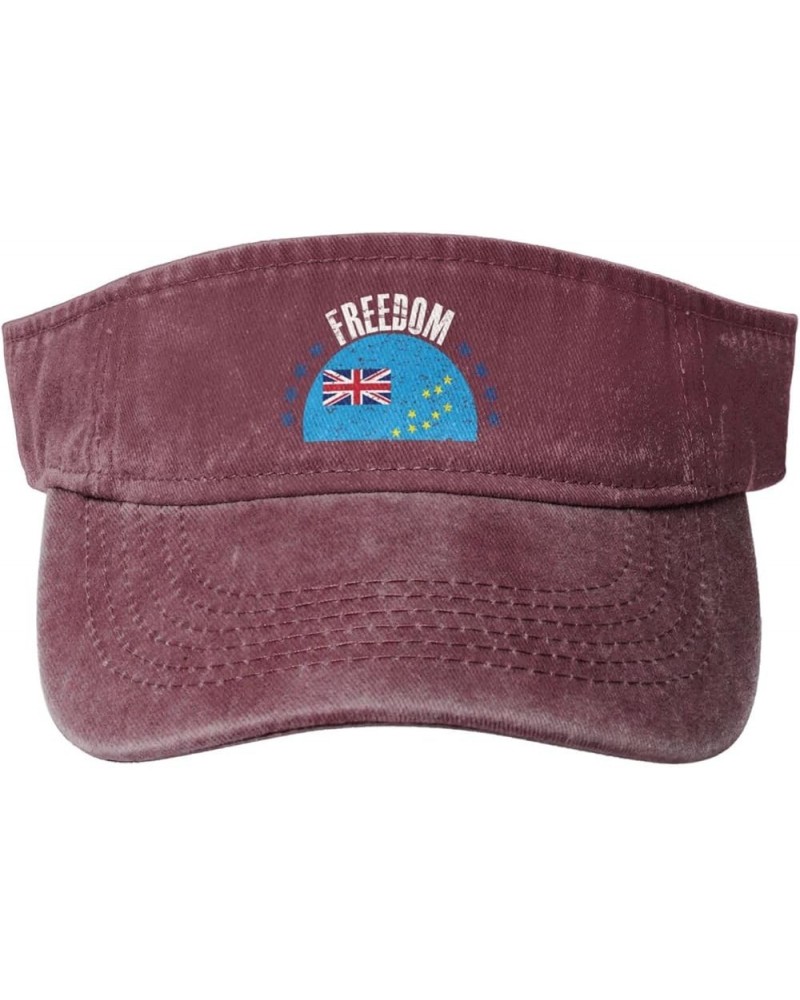 The Tuvalu Flag and Freedom Sun Hat Sun Visor Hats for Women Men Baseball Cap Golf Hats Red $13.97 Sun Hats