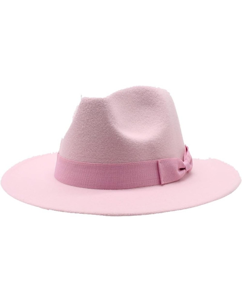 Autumn Wool Fedora Hat for Women Solid Formal Wedding Decorate Man Panamas Street Dance Cap Fedoras Pink2 $19.27 Fedoras