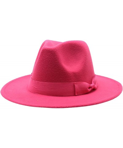 Autumn Wool Fedora Hat for Women Solid Formal Wedding Decorate Man Panamas Street Dance Cap Fedoras Pink2 $19.27 Fedoras