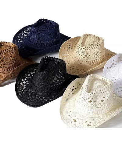 Western Cowgirl Hat,Straw Cowboy Hats for Women Holiday Party Foldable Sun Hat with Wide Brim Beige $15.16 Cowboy Hats