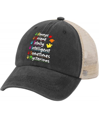 Autism Hats Autism Always Unique Intelligent April Autism Awareness Hats for Men Women AllBlack Cowgirl Allblack $12.41 Sun Hats