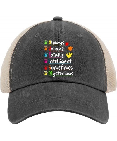 Autism Hats Autism Always Unique Intelligent April Autism Awareness Hats for Men Women AllBlack Cowgirl Allblack $12.41 Sun Hats