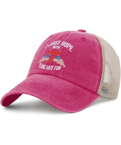 I Just Hope Both Teams Have Fun Hat Mens Cute Denim Hat Womens AllBlack Cap Plain Unique Gifts for Writer Pink $9.00 Bucket Hats